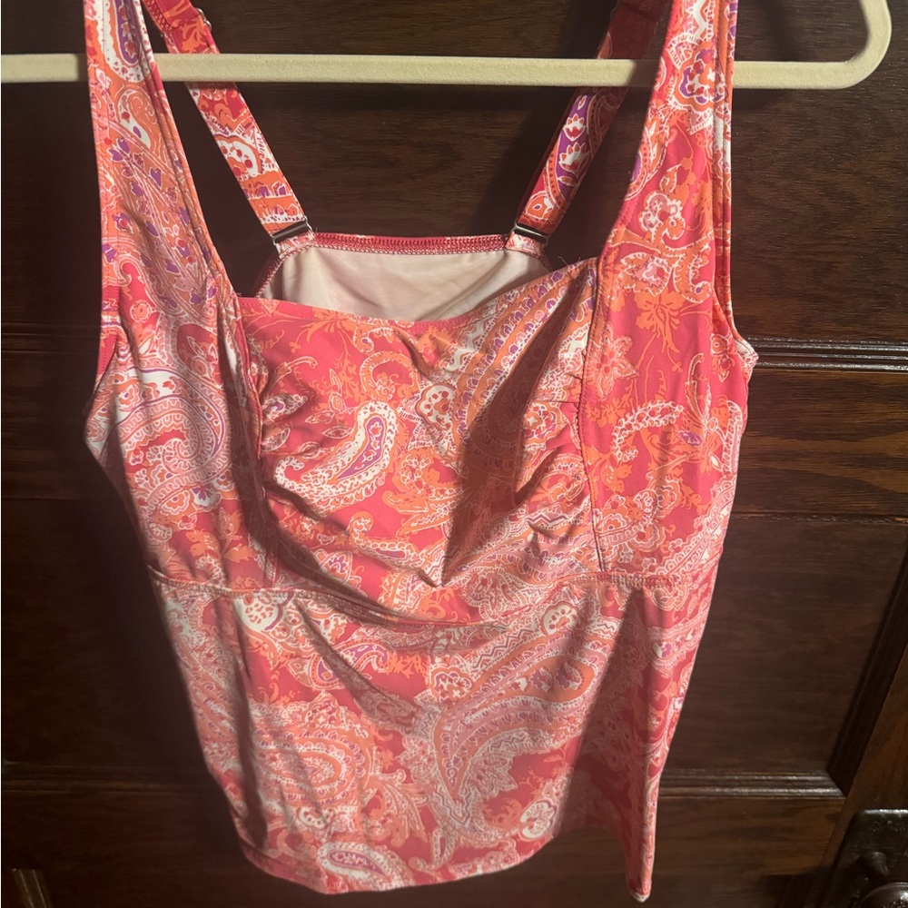 Lands End, Pink Paisley Tank Top, Size 16W